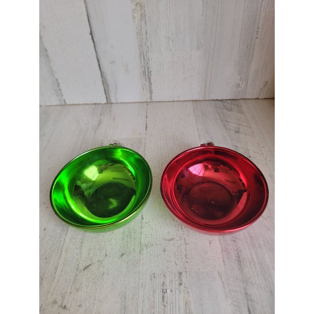 Hallmark‎ red green ball ornament candy dish Xmas set decor